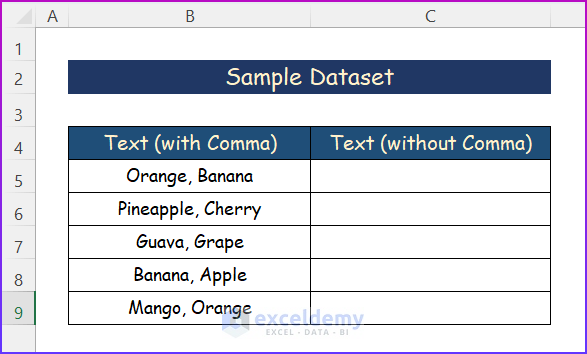 Sample Dataset for How to Remove Comma in Excel Using Formula