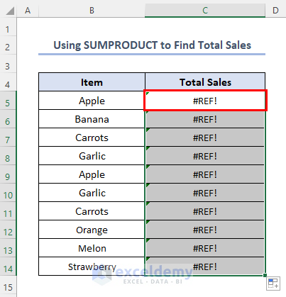 SUMPRODUCT function with multiple criteria not working