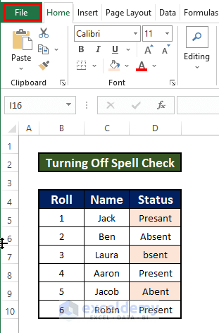How to turn off spell check in excel