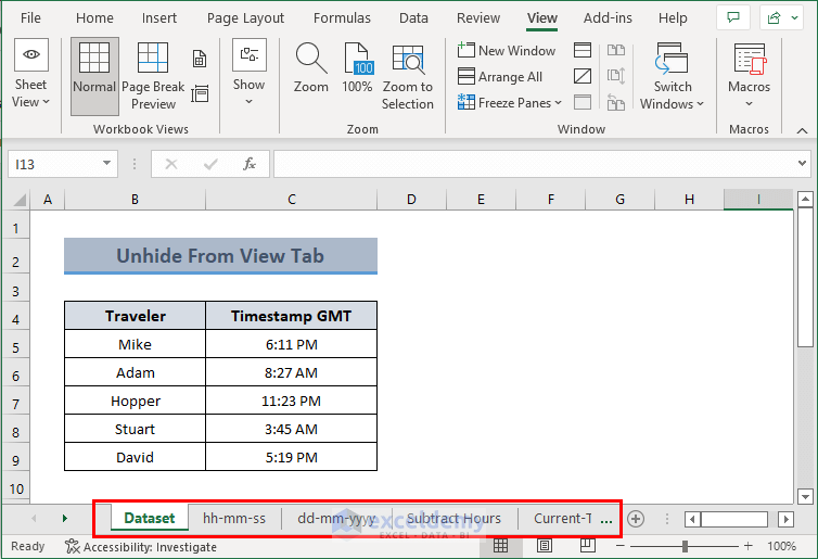 Unhide Sheet Tabs in Excel