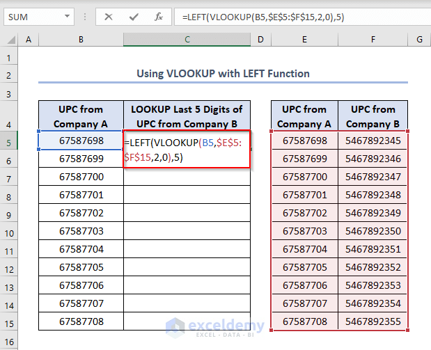 Insert the VLOOKUP Formula in a Cell