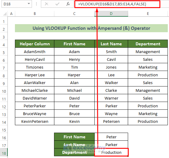 Using VLOOKUP Function to Find Multiple Criteria in Horizontal and Vertical Direction