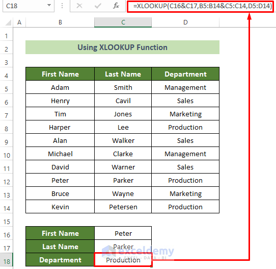 Using XLOOKUP Function to Vlookup Multiple Criteria