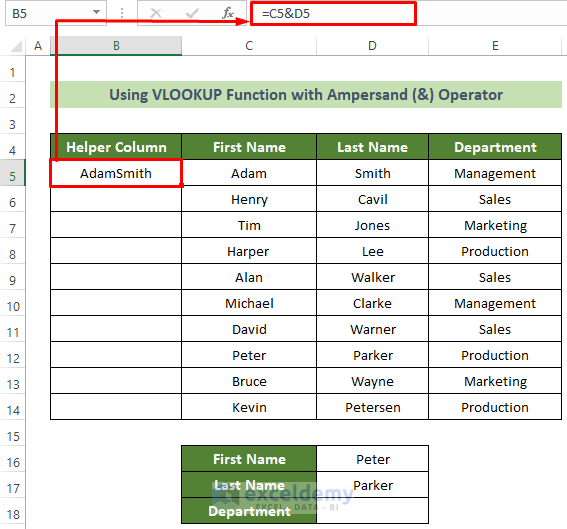 Using Ampersand (&) Operator to Get Helper Column Data