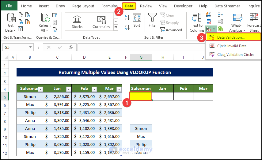 returning multiple values by using vlookup function with drop down list