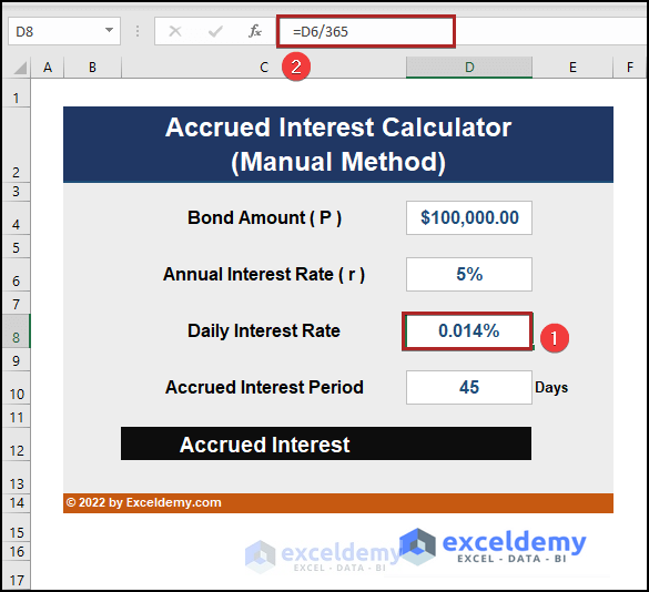 accrued interest calculator excel