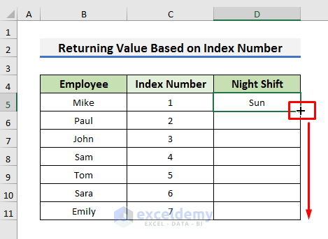Use CHOOSE Function to Return Value Based on Index Number
