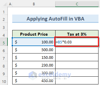 VBA autofill to apply formula to entire column excel 