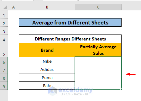 calculate average from different sheets in excel method 2