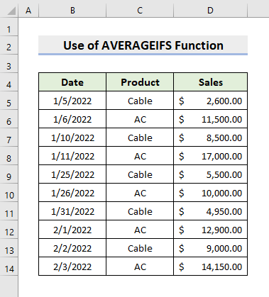 Use AVERAGEIFS for Multiple Criteria in Different Columns Involving Date