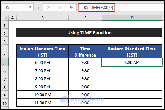 Using TIME Function to Convert the Time Value