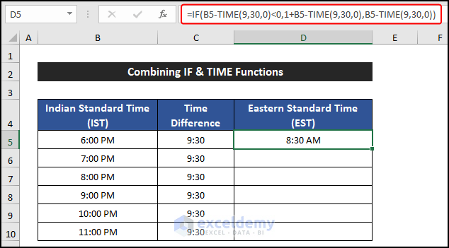Combining IF and TIME Functions to Convert Time Value