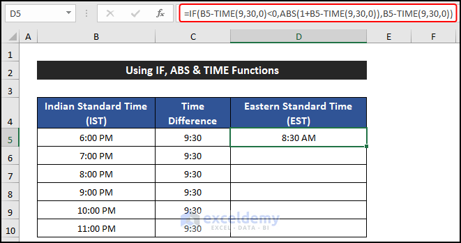 Using IF, ABS, and TIME Functions to Convert Time Value