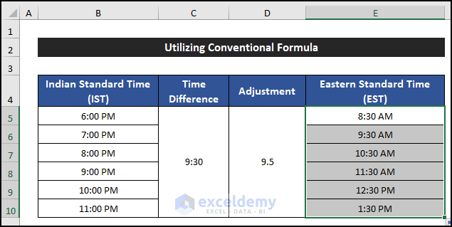 How to IST to EST in Excel (5 Easy Ways) - ExcelDemy