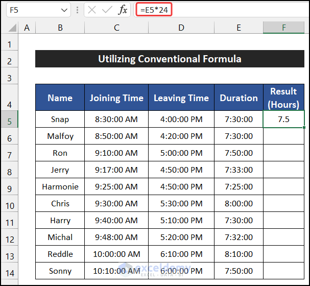 Utilizing Conventional Formula to change Minutes into Tenths