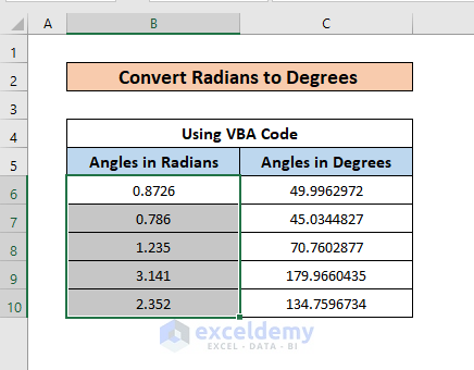 convert radians to degrees result 