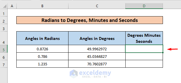convert radians to degrees minutes seconds in excel