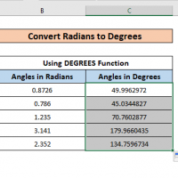 convert radians to degrees in excel