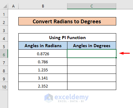 convert radians to degrees using math operator