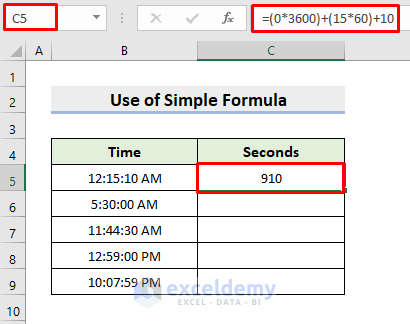Convert Time to Seconds with Simple Formula in Excel