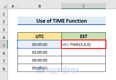 Change UTC to EST with Excel TIME Function