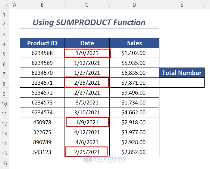applying sumproduct and countif functions with multiple criteria date range in excel
