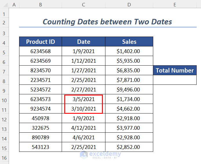 counting number between two dates using countif function with multiple criteria date range