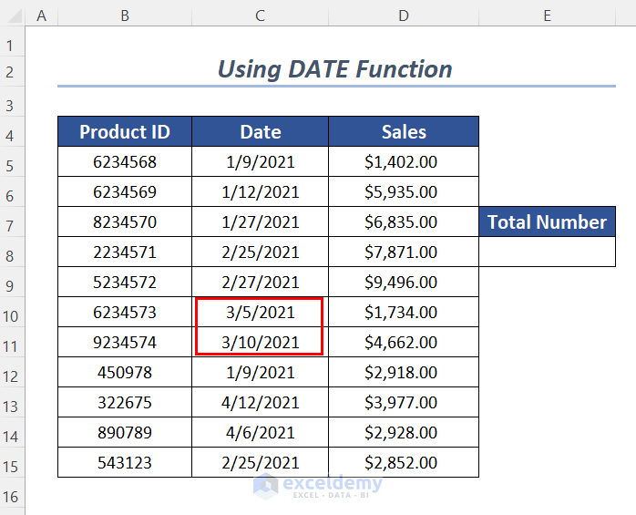 using DATE function with countif function with multiple criteria date range in Excel