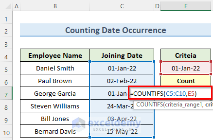 How to Use COUNTIFS with Date Range and Text in Excel