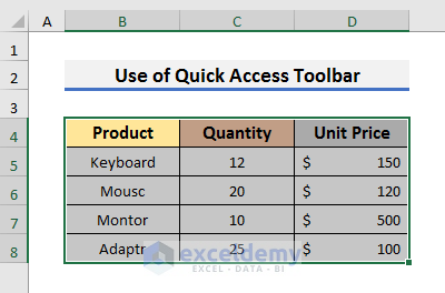 Create Button Without Macro from Quick Access Toolbar