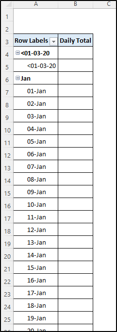 all dates in daily bank balance report format in excel