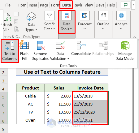 Change Date Alignment with Text to Columns Feature