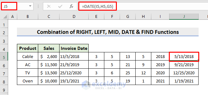 date alignment output from combination of functions