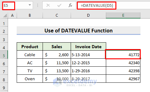 Align Date Using DATEVALUE Function