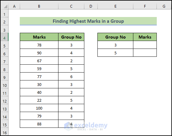 Combining AGGREGATE with IF Function to find highest marks