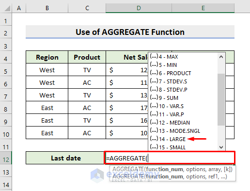 Use AGGREGATE Function for MAX IF to Find Last Date in Excel