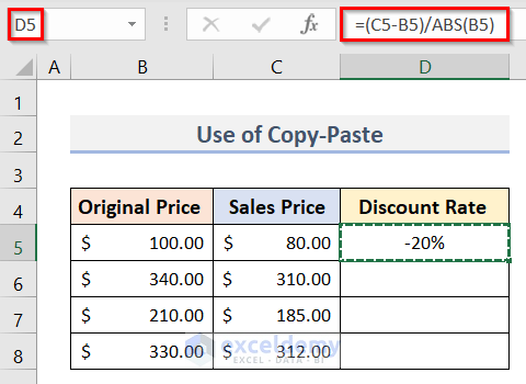 Use of Copy-Paste to Apply Formula to Entire Column