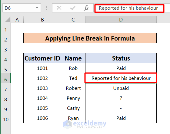 Applying Line Break to Use Excel CHAR 10 Function 