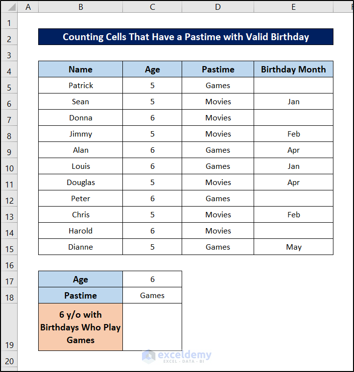 preparitng cells for valid birthday in excel countifs not blank multiple criteria 