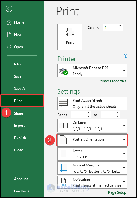 changing orientation to solve the problem of “Excel cutting off text when printing to PDF”