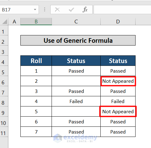 Simple formula excel fill empty cells with default values