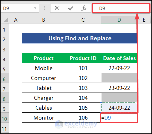 Applying formula to fill empty cells with last value in Excel
