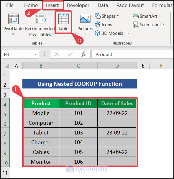 Creating Table to fill empty cells with last value in Excel