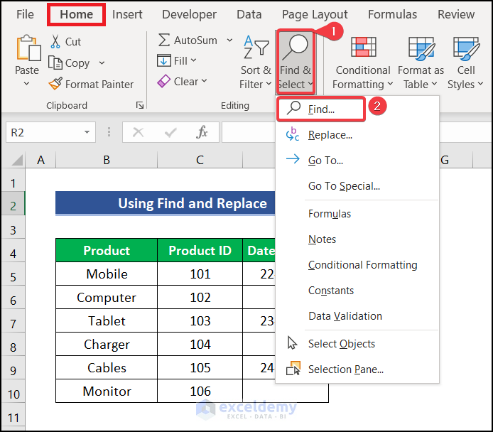 Employing Find and Replace to fill empty cells with last value in Excel