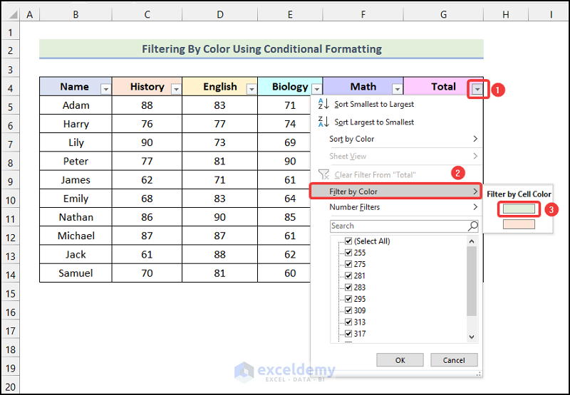 Filtering by Color to Filter by Color Using Conditional Formatting in Excel