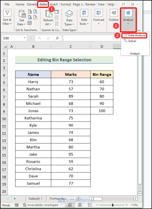 Editing Bin Range Selection in Analysis ToolPak Add-in