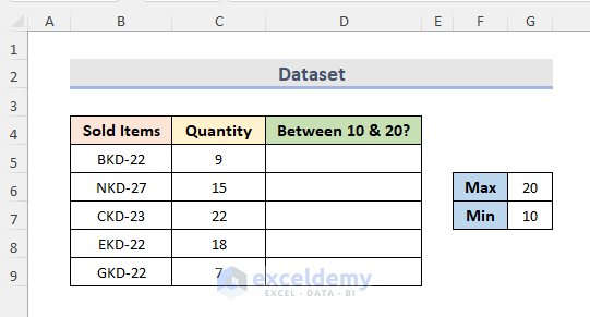 Excel If Between 10 and 20