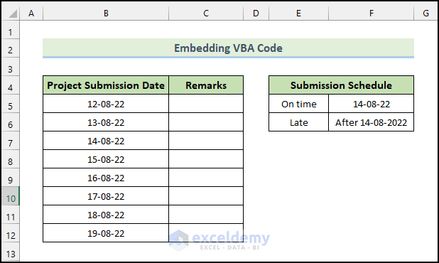 embedding VBA code to Return Expected Value If Date Is Between Two dates in Excel