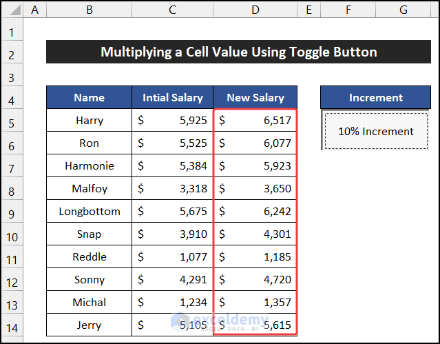 Multiplying a Cell Value Through Toggle Button to Change Cell Value by Toggle Button