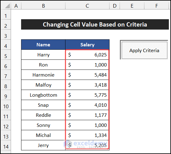 Change Cell Value Based on Criteria to Change Cell Value by Toggle Button